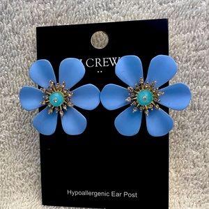 J Crew flower blue earrings. NWT